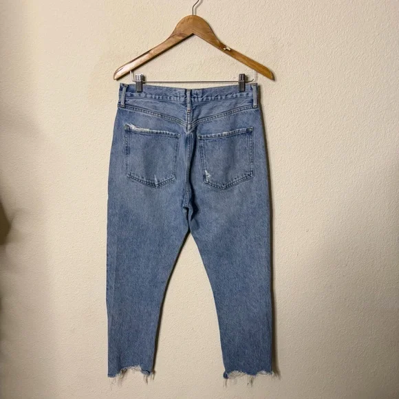 Agolde Riley Crop High Rise Straight Jeans Haven Womens Blue Size 29 - Picture 6 of 8
